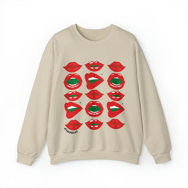 Speechy Lips (red + green) - Unisex Crewneck Sweatshirt