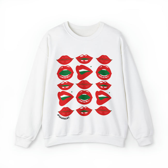 Speechy Lips (red + green) - Unisex Crewneck Sweatshirt